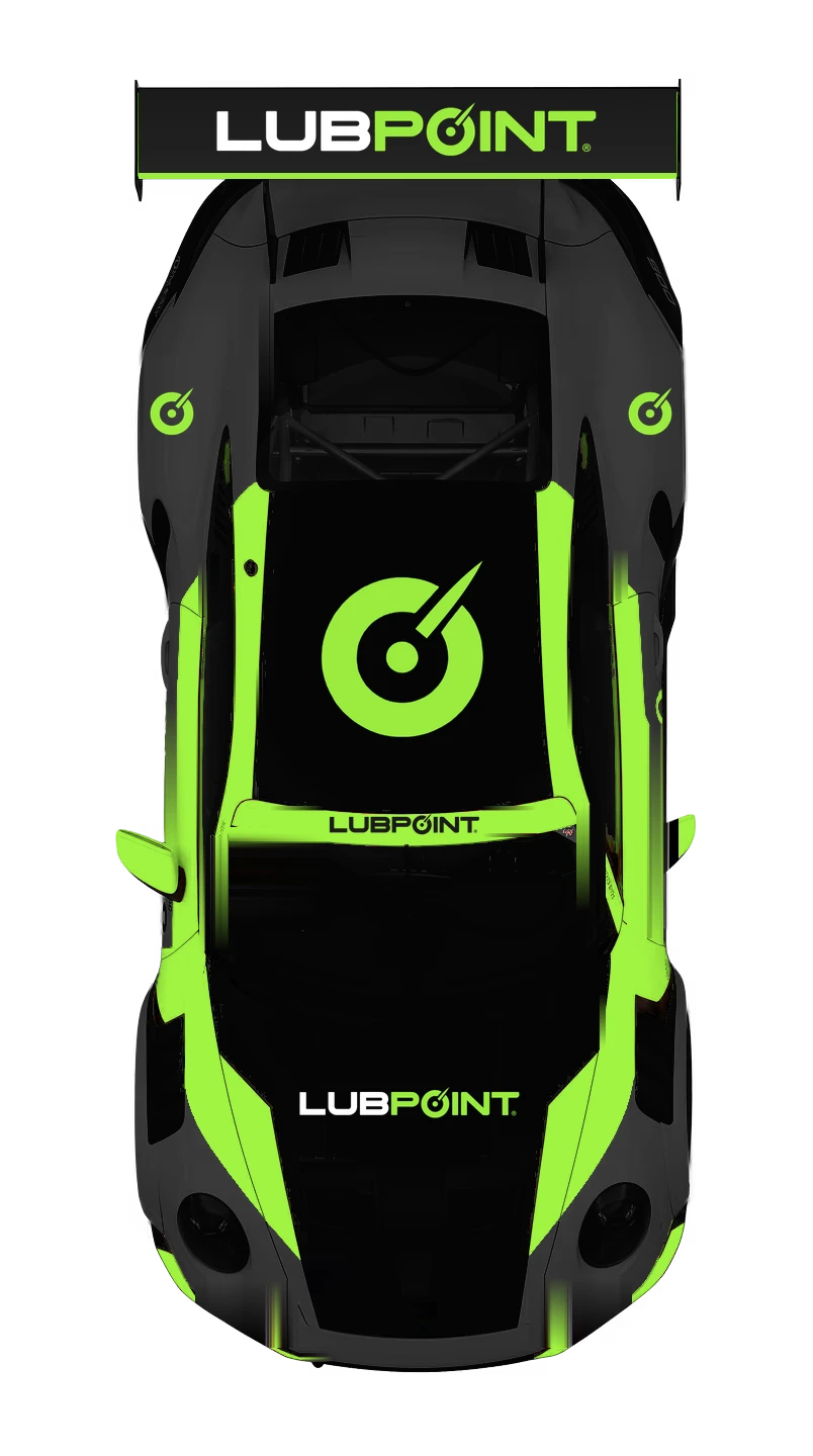 Auto de carreras con la gráfica de LUBPOINT visto desde arriba