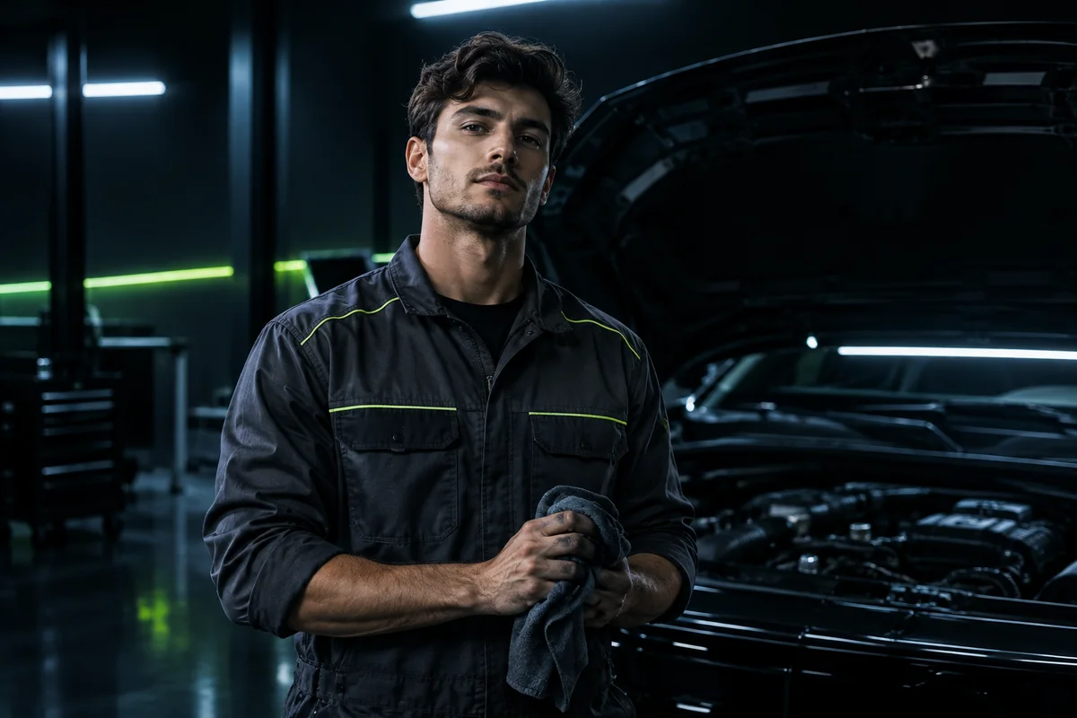 Técnico de LUBPOINT trabajando sobre el motor de un vehículo